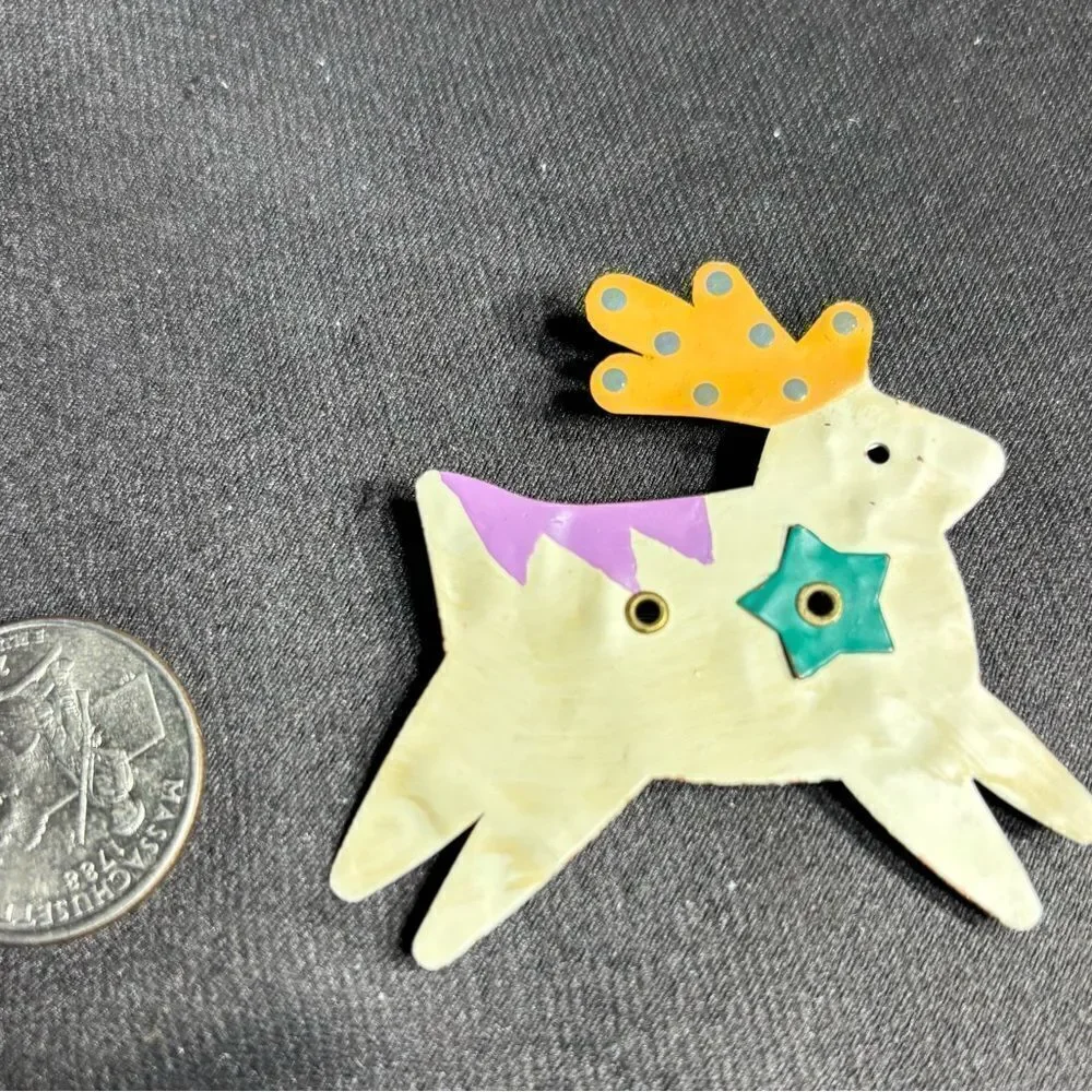 🎄❤️🎄 NEW Art Deco Reindeer Christmas Brooch NWOT   See photos for size and